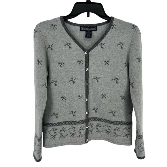 Herman Geist Lambswool Rabbit Hair Gray Cardigan Sweater Size Petite Small PS - Picture 1 of 5